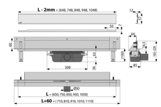 Дренажная система AlcaPlast Spa для монтажа в стену 75см хром APZ5-TWIN-750